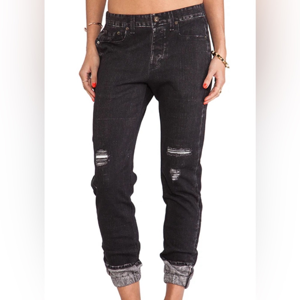 Joggers Women's Black/grey  'pajama Jean' Denim Fake Print Sweatpants